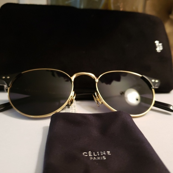 Last one❤ New CELINE Paris Gold Sunglasses Round - Picture 7 of 8